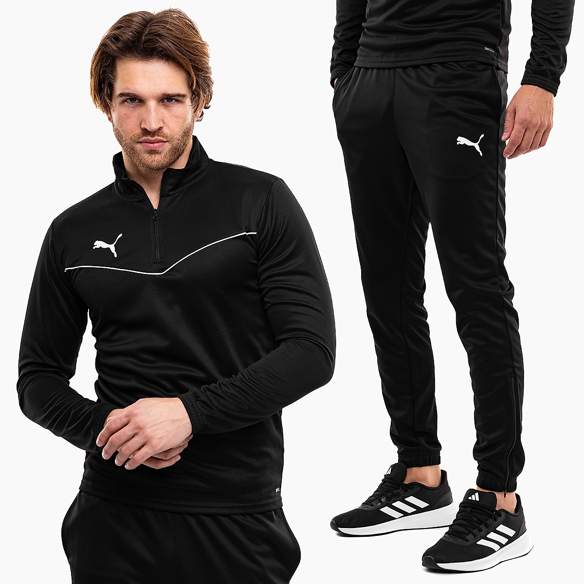 PUMA vyriški marškinėliai teamRISE 1/4 Zip Top 657394 03/657390 03 rinkinys