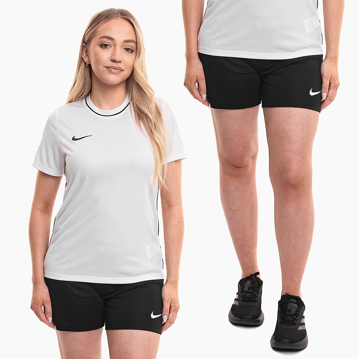 Nike moterų sportinis komplektas marškinėliai šortai Dri-Fit Park 26 HM7160 100/HM7162 010