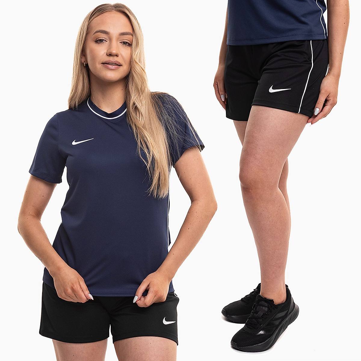 Nike moterų sportinis komplektas marškinėliai šortai Dri-Fit Park 26 HM7160 410/HM7162 010