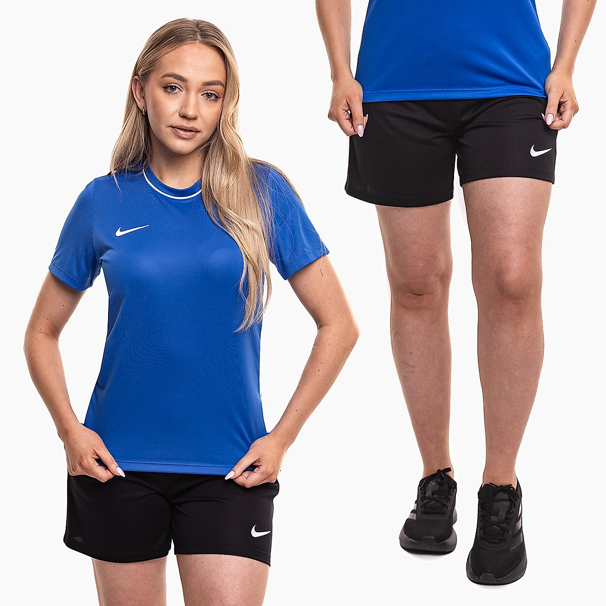 Nike moterų sportinis komplektas marškinėliai šortai Dri-Fit Park 26 HM7160 463/HM7162 010