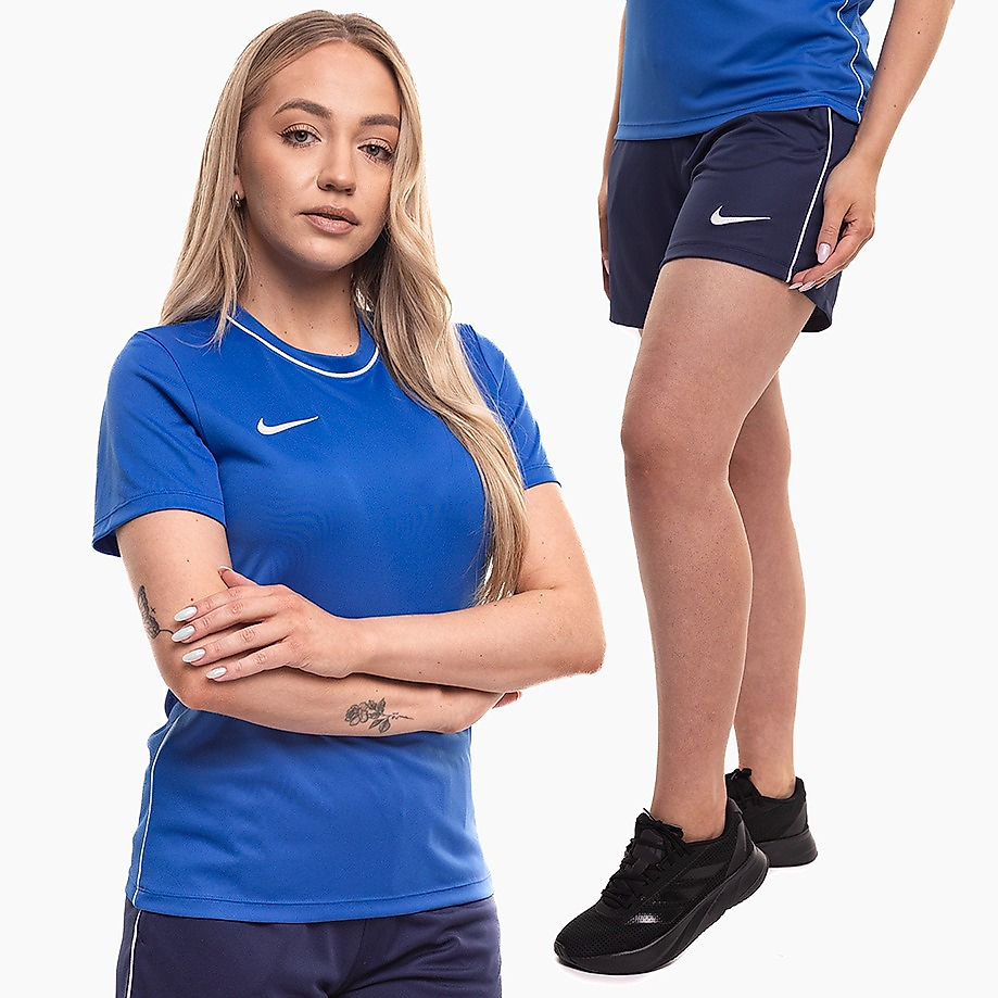 Nike moterų sportinis komplektas marškinėliai šortai Dri-Fit Park 26 HM7160 463/HM7162 410